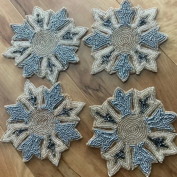 Bombay Silver and Cream Beaded Coasters - Picture 4 of 4